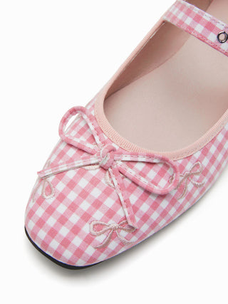 BOWKNOT GINGHAM MARY JANE FLATS