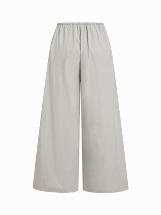 Cotton-blend Low Rise Drawstring Wide Leg Trousers