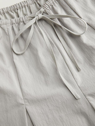 Cotton-blend Low Rise Drawstring Wide Leg Trousers