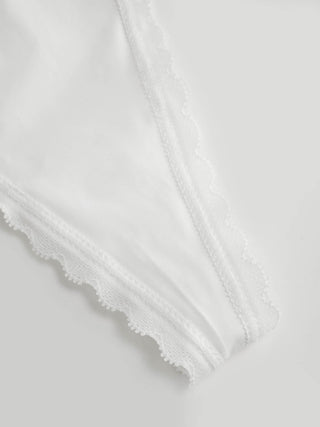 Floral Lace Mid Rise Scalloped Thong