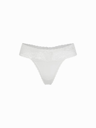 Floral Lace Mid Rise Scalloped Thong