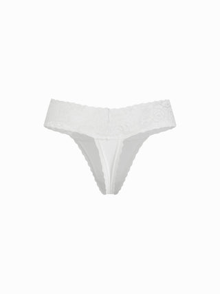 Floral Lace Mid Rise Scalloped Thong