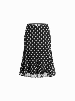 Mesh Mesh Low Rise Polka Dot Bowknot Mermaid Skirt For Daily Casual