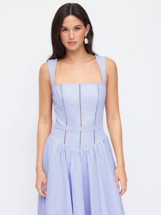 Summer Dress Summer Dresses Flowy Dresses Silky Soft Floral corset Woven Square Neck Guipure Detail Low Rise Pleated A-line Maxi Dress For Date Vacation