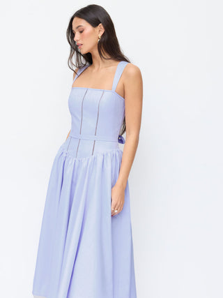 Summer Dress Summer Dresses Flowy Dresses Silky Soft Floral corset Woven Square Neck Guipure Detail Low Rise Pleated A-line Maxi Dress For Date Vacation