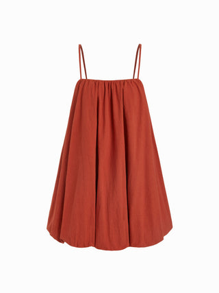 Cotton-blend Square Neck Textured Bubble Hem Mini Dress