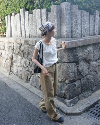 Beige cotton pants