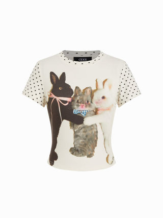 Bunny Graphic Polka Dot Short Sleeve Tee