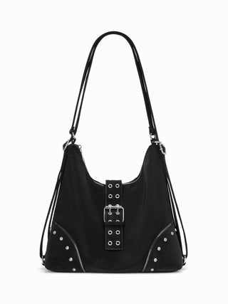 Faux Leather STUDDED BUCKLE TOTE BAG For Daily Casual Music Festival/Live House Work