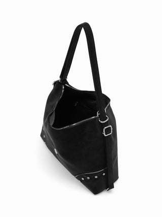 Faux Leather STUDDED BUCKLE TOTE BAG For Daily Casual Music Festival/Live House Work