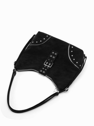 Faux Leather STUDDED BUCKLE TOTE BAG For Daily Casual Music Festival/Live House Work