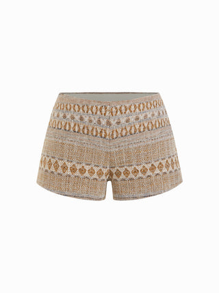 Cotton-blend Aztec Jacquard Low Rise Shorts