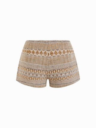 Cotton-blend Aztec Jacquard Low Rise Shorts