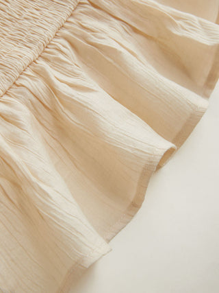 Textured Halter Shell Detail Shirred Ruffle Hem Top