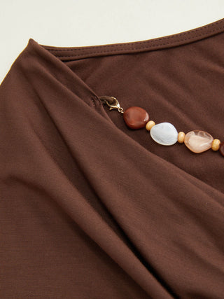 Modal Boat Neck Bell Sleeve Ruched Cowl Back Tee