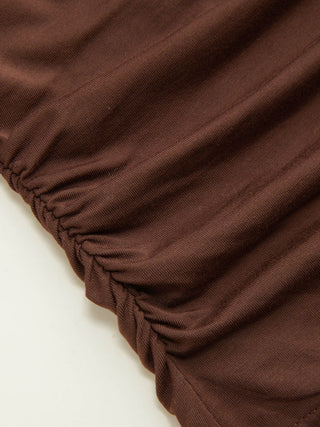 Modal Boat Neck Bell Sleeve Ruched Cowl Back Tee