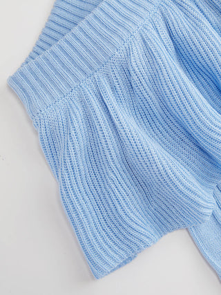 Knit Ribbed Halter Neckline Ruffle Top