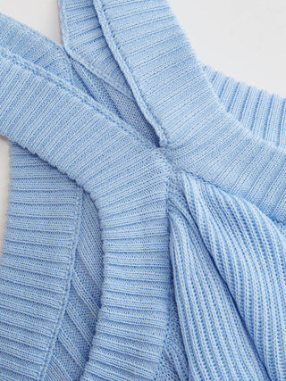 Knit Ribbed Halter Neckline Ruffle Top