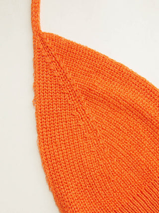 Knit Halter Neckline Pointelle Scalloped Hem Tank Top