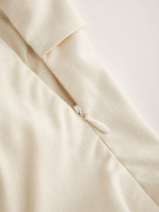 Linen-blend Square Neck Shirred Backless A-line Maxi Strappy Dress