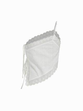 Cotton-blend Asymmetrical Embroidery Broderie Anglaise Trim Tie Side Split Cami Top