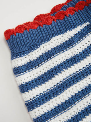Knit Contrast Trim Crochet Low Rise Stripe Micro Shorts