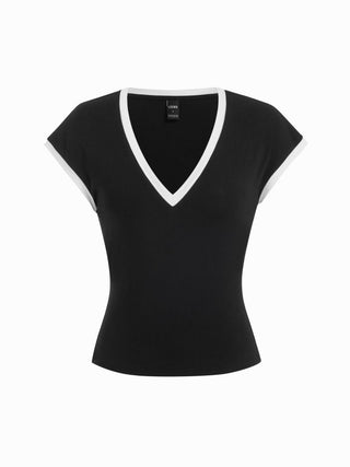 Cotton-blend Colorblock V-neck Tank Top