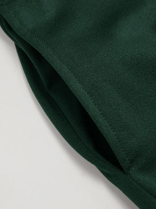 Knit Fabric Boat Neck Ruched Asymmetrical Hem Wide Leg Jumpsuit For Daily Casual Work