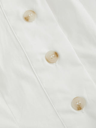 Cotton Notched Collar Short Sleeve Button Through Blouse