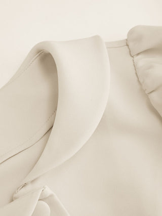 Woven Puff Sleeve Peter Pan Collar Button Front Blouse For Daily Casual Date
