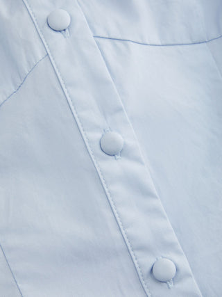 Cotton-blend Puff Sleeve Slim Crop Blouse