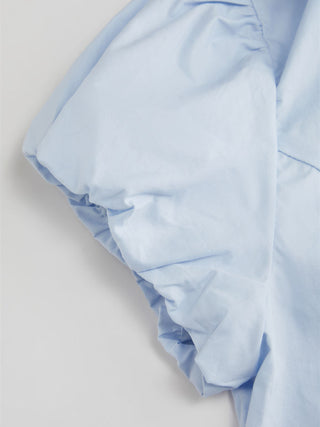 Cotton-blend Puff Sleeve Slim Crop Blouse