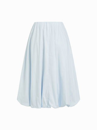Cotton-blend Low Rise Ruched Bubble Hem Midi Skirt