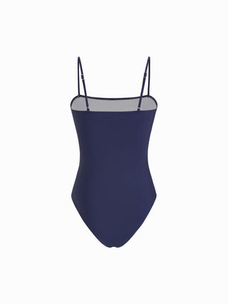 Square Neck Striped Bowknot One Piece Swimsuit