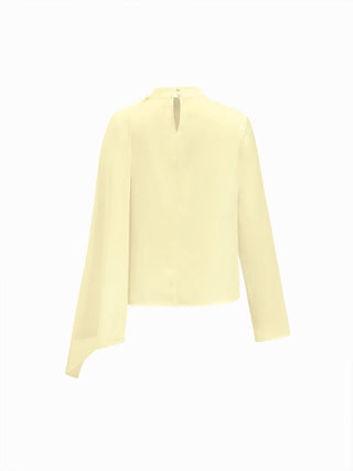 Satin Satin High Neck Draped Long Sleeve Blouse With Scarf For Daily Casual Work