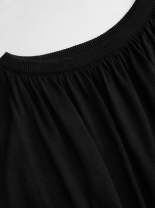 Knit Fabric Knit High Stretch Round Neckline Drawstring Top For Daily Casual Date