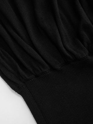 Knit Fabric Knit High Stretch Round Neckline Drawstring Top For Daily Casual Date