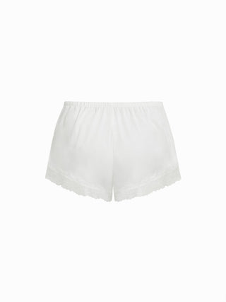 Satin V-neck Lace Trim Cami Top & Mid Rise Lace Hem Shorts Loungewear Set