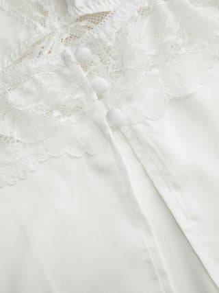 Satin V-neck Lace Trim Cami Top & Mid Rise Lace Hem Shorts Loungewear Set