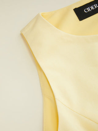 Linen-blend Sweetheart Asymmetrical Bowknot Blazer Vest