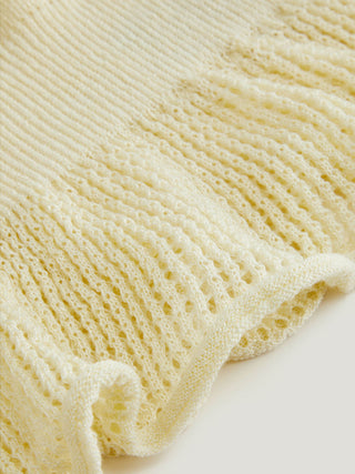 Knit Boat Neck Batwing Sleeve Ruffled Top