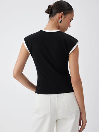Cotton-blend Colorblock V-neck Tank Top