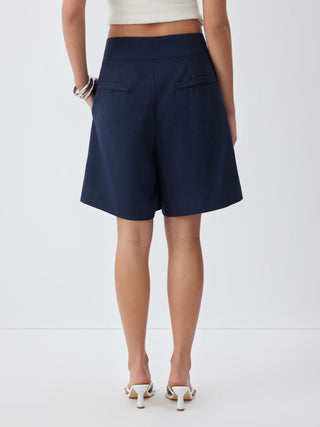 Linen-blend Mid Rise Oversized Shorts