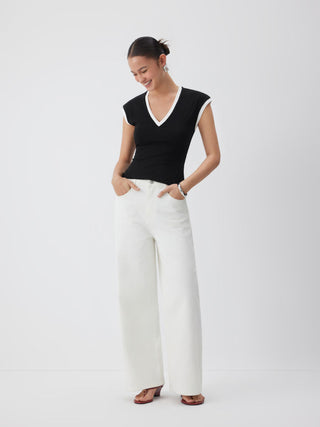 Cotton-blend Colorblock V-neck Tank Top