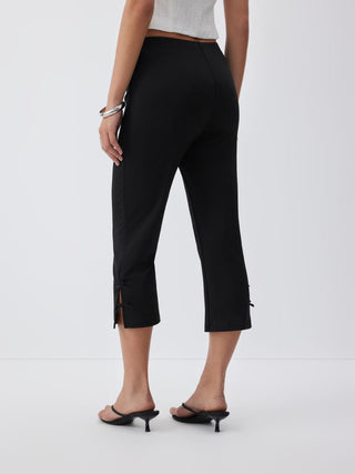 High Rise Bowknot Flared Capri Flared Trousers