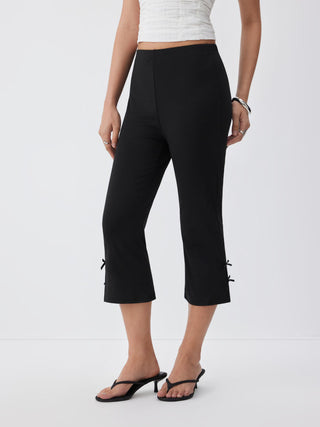 High Rise Bowknot Flared Capri Flared Trousers