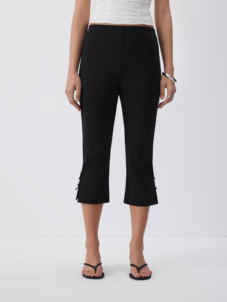 High Rise Bowknot Flared Capri Flared Trousers