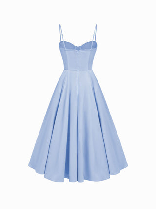 Satin Sculptural Sweetheart Flared Cami Maxi Dress
