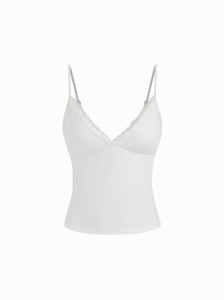 V-Neck Lace Trim Cami Top