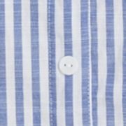 Cotton-blend Striped Mid-length Sleeve Draped Shirt Maxi Dress
